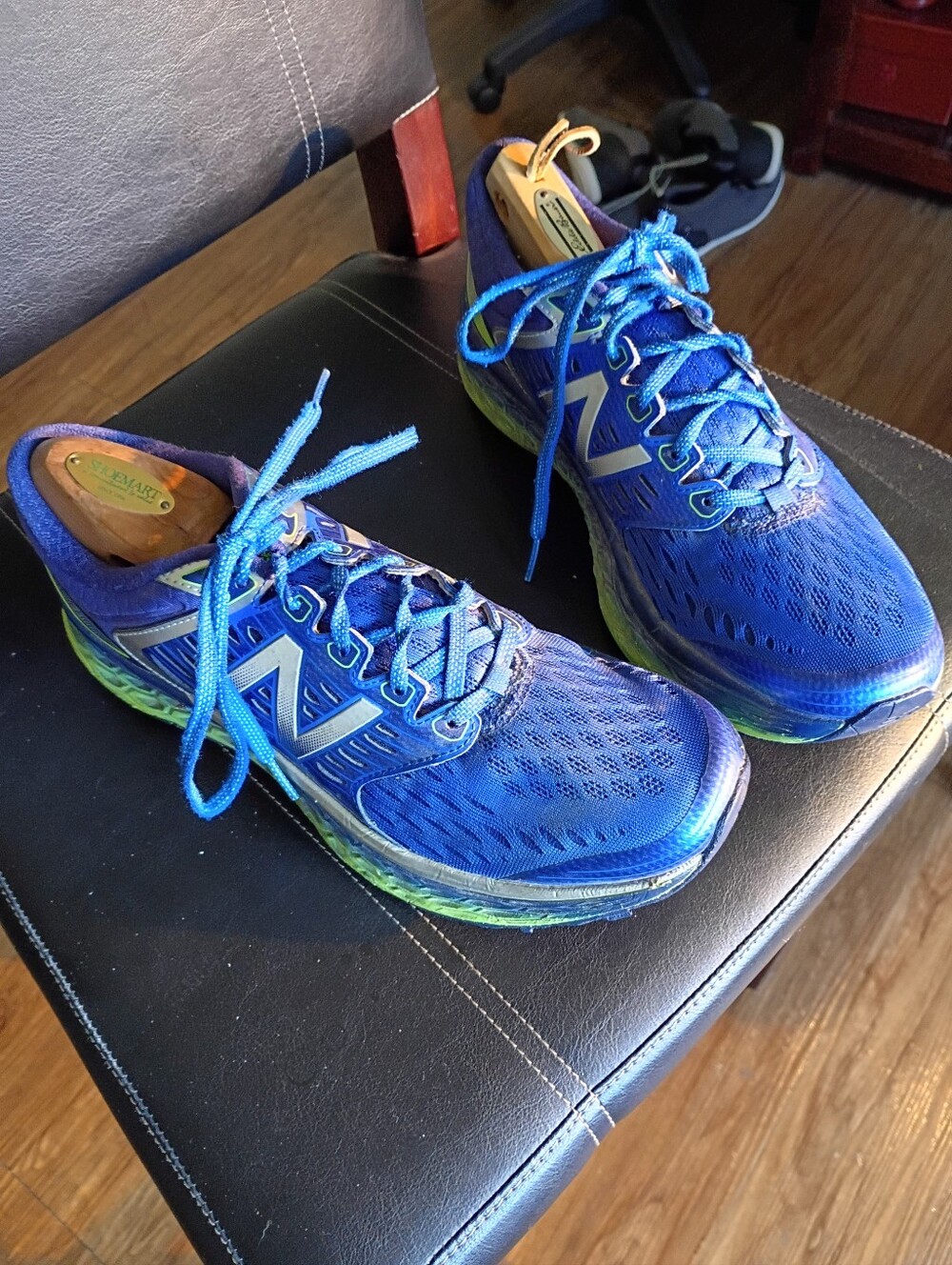 New Balance Blue Running Sneakers with Green Accents
